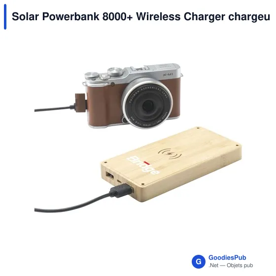 Chargeur externe personnalisable Solar Powerbank 8000+ avec logo - Image 7