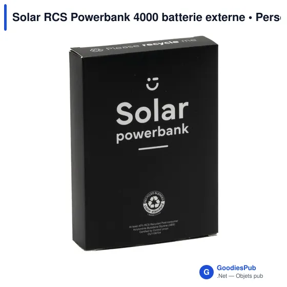 Batterie externe personnalisable Solar RCS Powerbank 4000 avec logo - Image 3