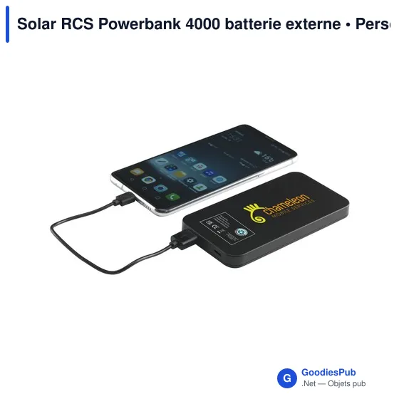 Batterie externe personnalisable Solar RCS Powerbank 4000 avec logo - Image 5