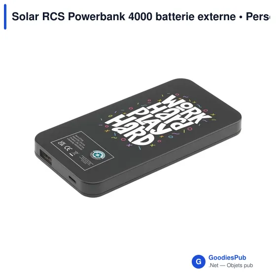 Batterie externe personnalisable Solar RCS Powerbank 4000 avec logo - Image 6