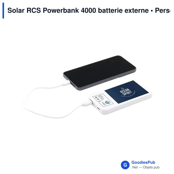 Batterie externe personnalisable Solar RCS Powerbank 4000 avec logo - Image 7