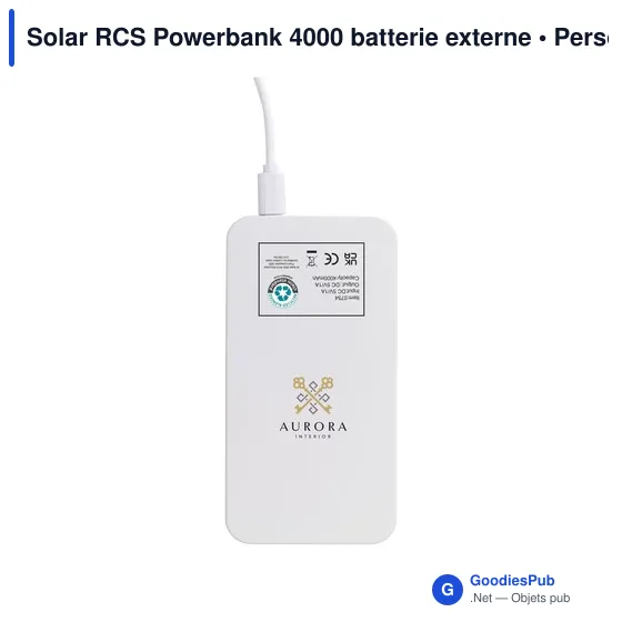 Batterie externe personnalisable Solar RCS Powerbank 4000 avec logo - Image 10