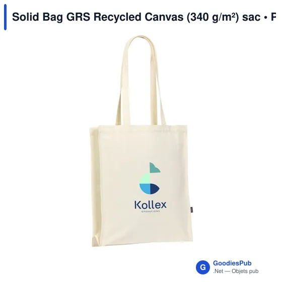 Sac shopping personnalisable Solid Bag GRS Recycled Canvas avec logo - Image 1