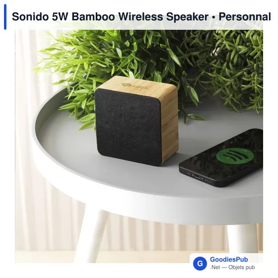Enceinte sans fil personnalisable en bambou avec logo - Sonido 5W - Image 6