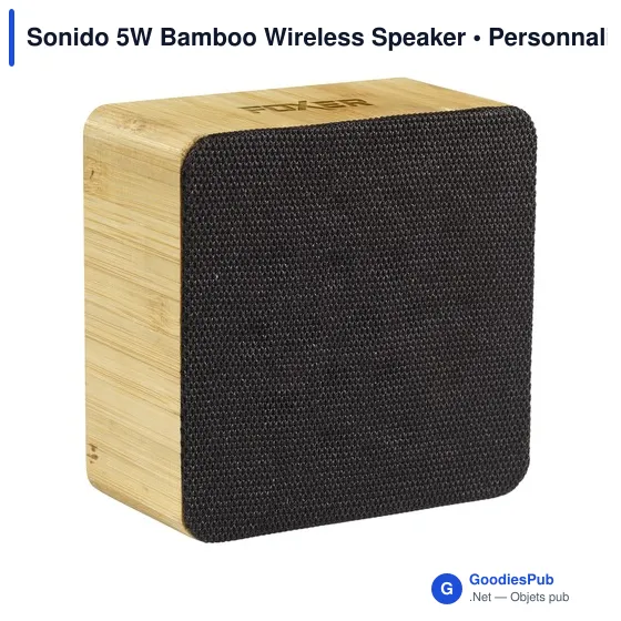 Enceinte sans fil personnalisable en bambou avec logo - Sonido 5W - Image 7