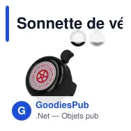 Sonnette de vélo personnalisable compacte en aluminium avec logo - Noir ou argent - Miniature 1