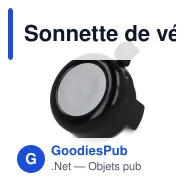 Sonnette de vélo personnalisable compacte en aluminium avec logo - Noir ou argent - Miniature 2