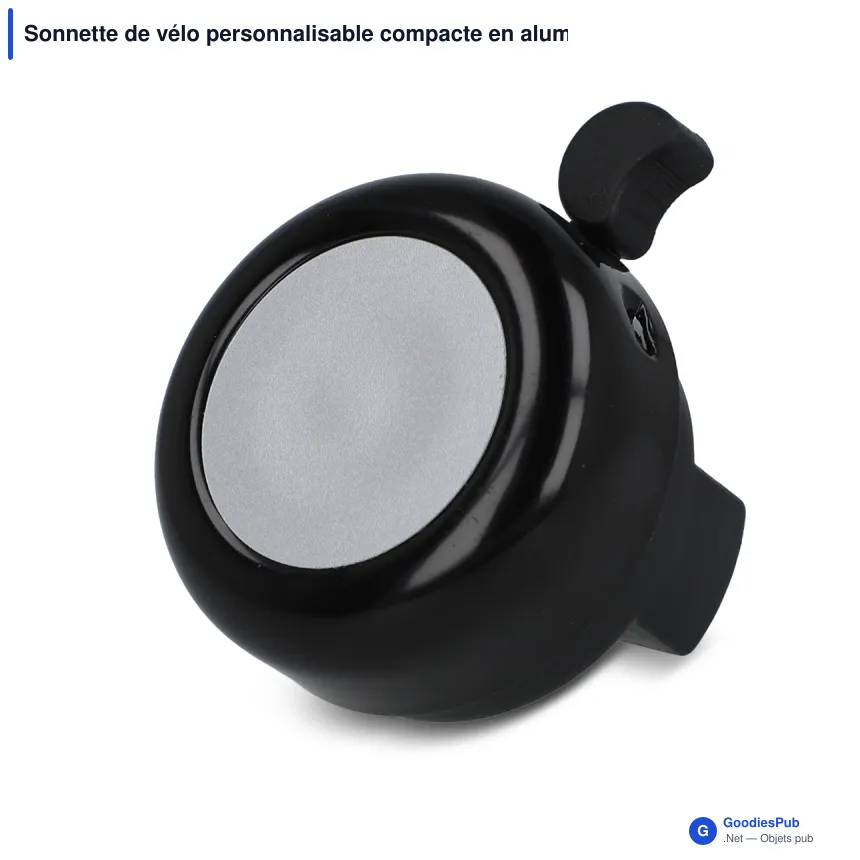 Sonnette de vélo personnalisable compacte en aluminium avec logo - Noir ou argent - Image 2