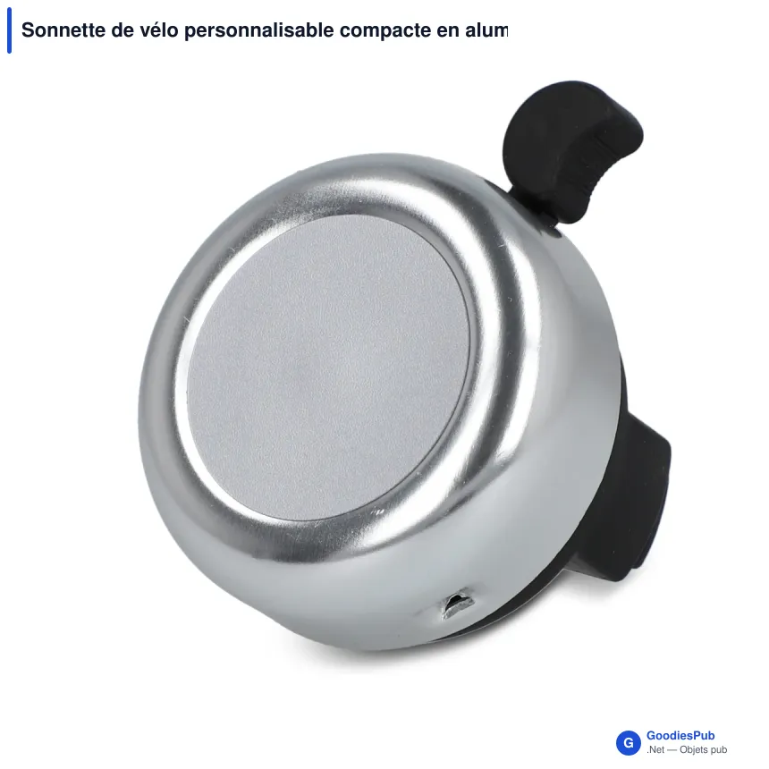 Sonnette de vélo personnalisable compacte en aluminium avec logo - Noir ou argent - Image 3