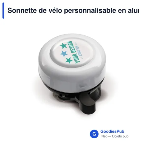 Sonnette de vélo personnalisable en aluminium blanc avec logo - Doming