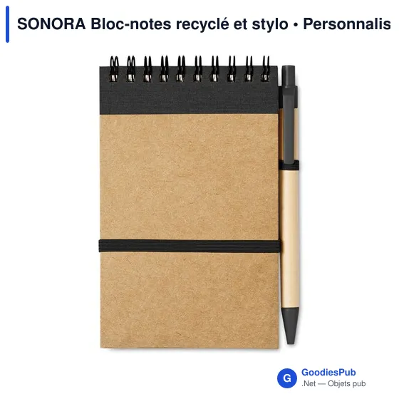 SONORA Bloc-notes recyclé et stylo - Image 1