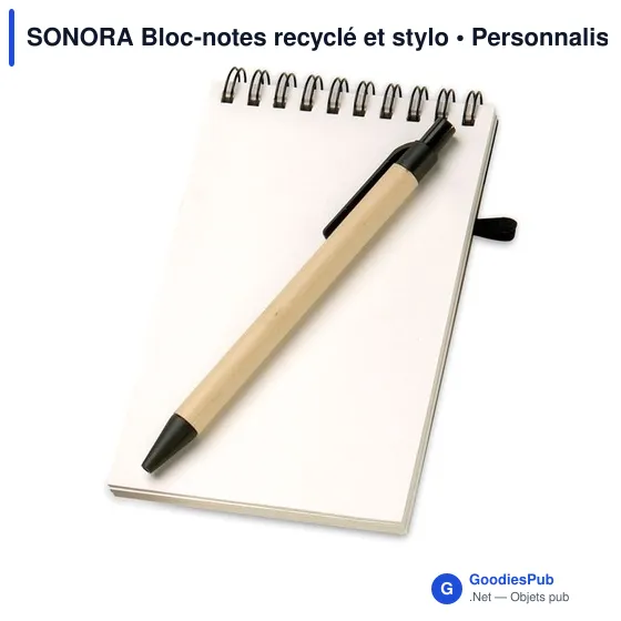 SONORA Bloc-notes recyclé et stylo - Image 3