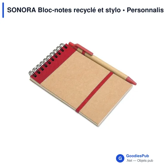 SONORA Bloc-notes recyclé et stylo - Image 4