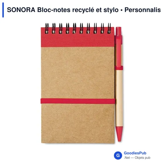 SONORA Bloc-notes recyclé et stylo - Image 5