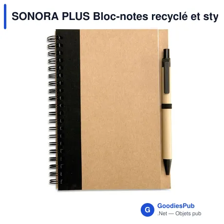 SONORA PLUS Bloc-notes recyclé et stylo