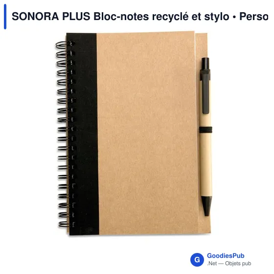 SONORA PLUS Bloc-notes recyclé et stylo - Image 1