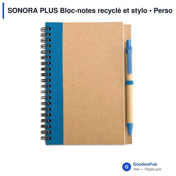 SONORA PLUS Bloc-notes recyclé et stylo - Image 3