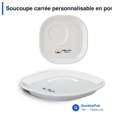 Soucoupe carrée personnalisable en porcelaine avec logo - Satellite