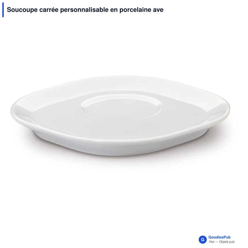 Soucoupe carrée personnalisable en porcelaine avec logo - Satellite - Image 2