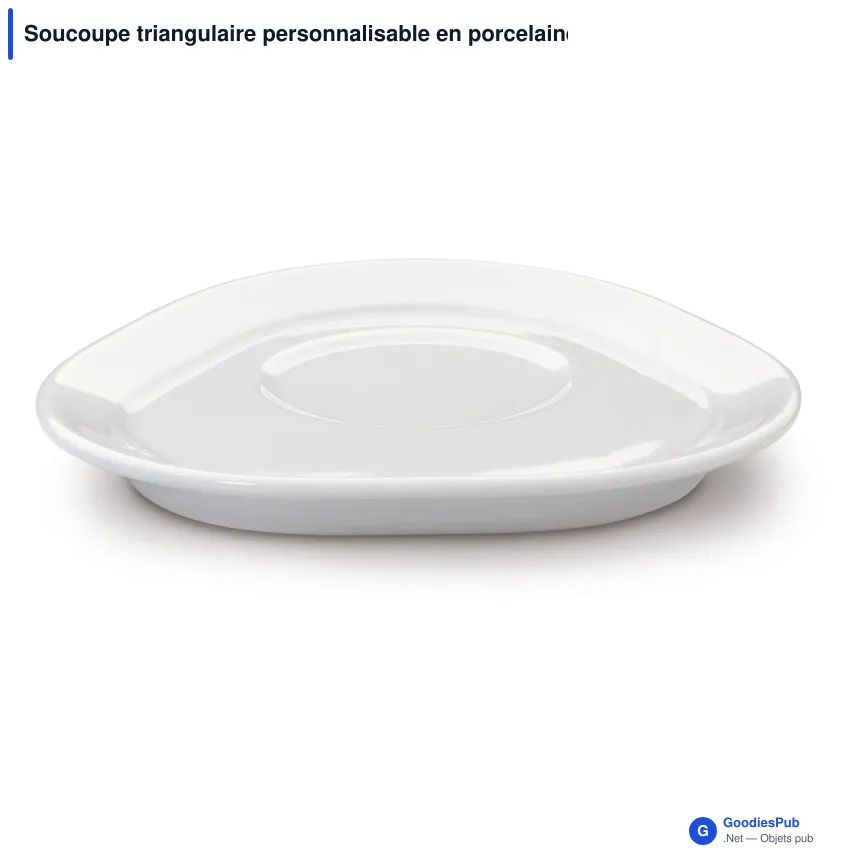 Soucoupe triangulaire personnalisable en porcelaine avec logo - Satellite - Image 2