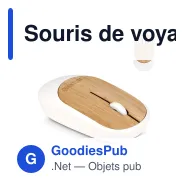 Souris de voyage personnalisable en R-ABS et bambou avec logo - Travel - Miniature 1