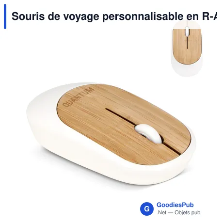 Souris de voyage personnalisable en R-ABS et bambou avec logo - Travel