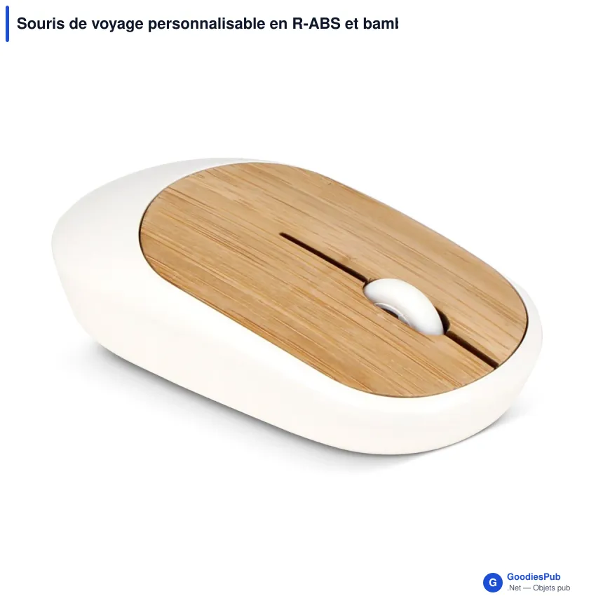 Souris de voyage personnalisable en R-ABS et bambou avec logo - Travel - Image 2