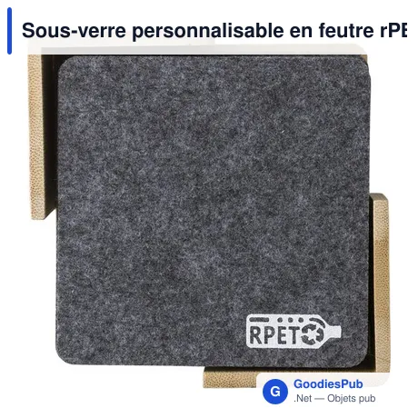 Sous-verre personnalisable en feutre rPET avec logo - Lawrence