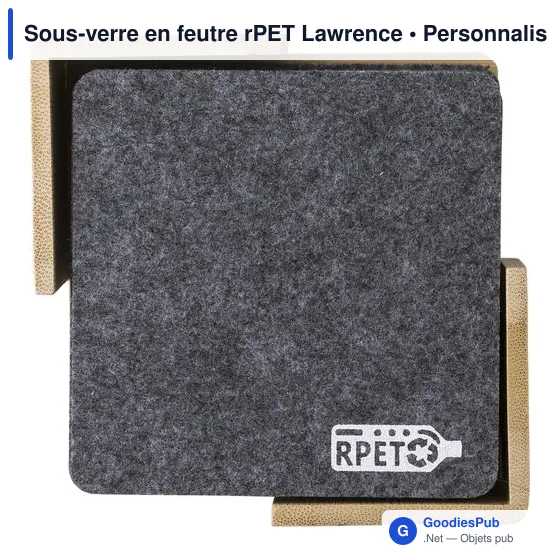 Sous-verre personnalisable en feutre rPET avec logo - Lawrence - Image 1