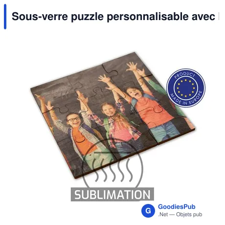 Sous-verre puzzle personnalisable avec logo | Oberon