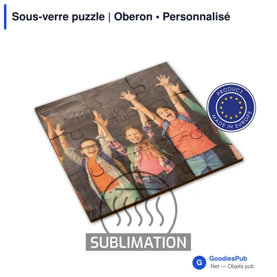 Sous-verre puzzle personnalisable avec logo | Oberon - Image 1