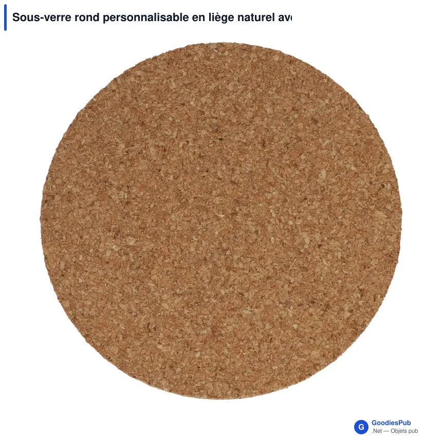 Sous-verre rond personnalisable en liège naturel avec logo - Liège - Image 2
