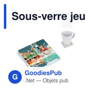 Sous-verre jeu de morpion personnalisable en PS et bois avec logo - Tic-Tac-Toe - Miniature 1