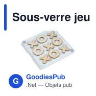 Sous-verre jeu de morpion personnalisable en PS et bois avec logo - Tic-Tac-Toe - Miniature 2