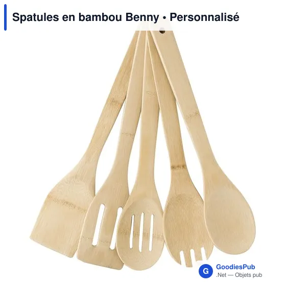 Spatules en bambou personnalisables avec logo - Benny - Image 1