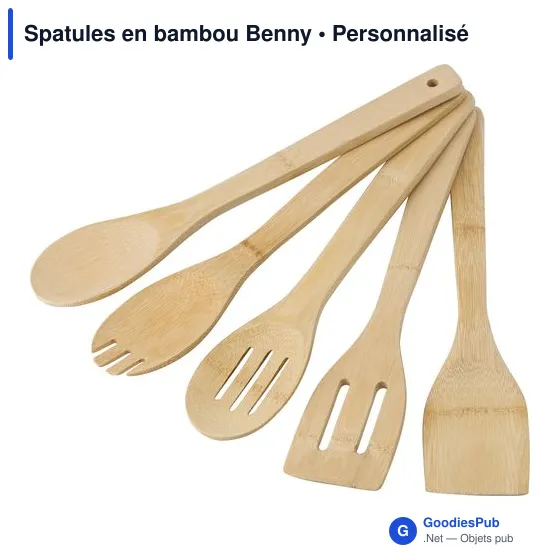 Spatules en bambou personnalisables avec logo - Benny - Image 2