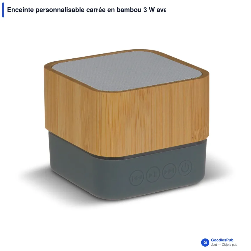 Enceinte personnalisable carrée en bambou 3 W avec logo - Square - Image 2