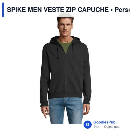 SPIKE MEN VESTE ZIP CAPUCHE