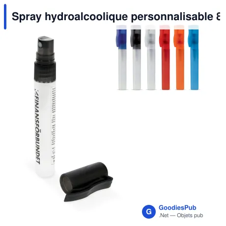Spray hydroalcoolique personnalisable 8 ml pour les mains avec logo - Pocket