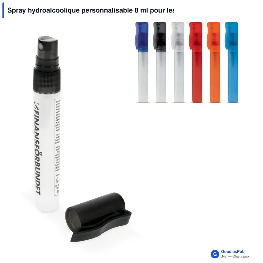 Spray hydroalcoolique personnalisable 8 ml pour les mains avec logo - Pocket - Image 1