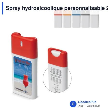 Spray hydroalcoolique personnalisable 20 ml avec logo - Format poche