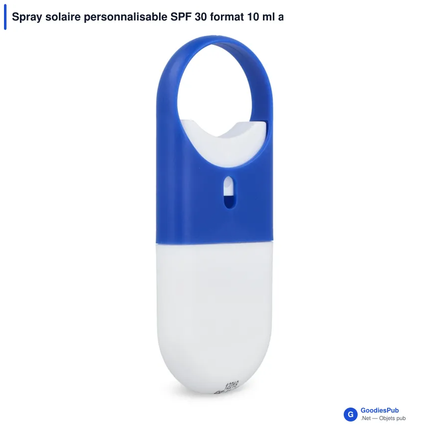 Spray solaire personnalisable SPF 30 format 10 ml avec logo - Spray plat - Image 2