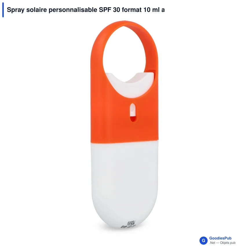 Spray solaire personnalisable SPF 30 format 10 ml avec logo - Spray plat - Image 3