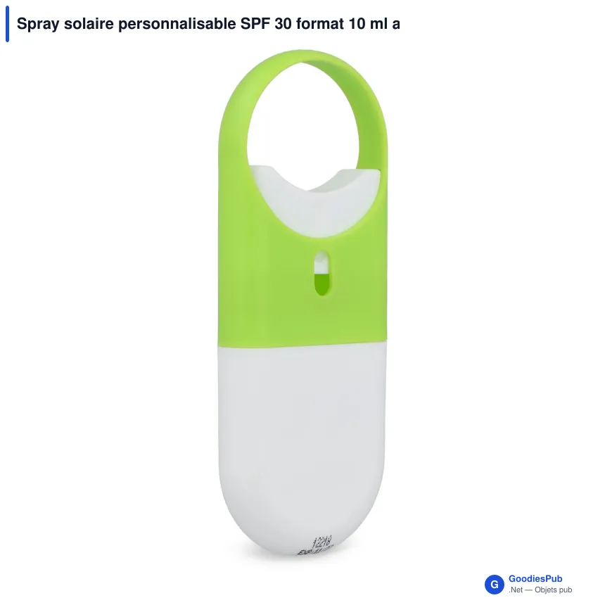 Spray solaire personnalisable SPF 30 format 10 ml avec logo - Spray plat - Image 4