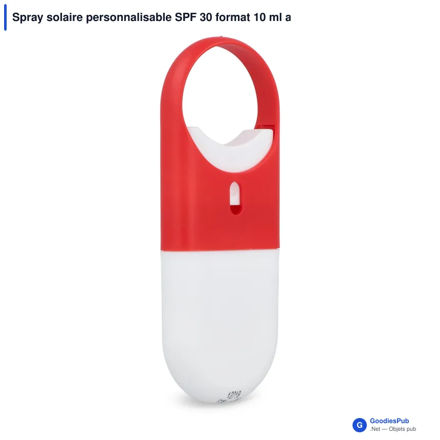 Spray solaire personnalisable SPF 30 format 10 ml avec logo - Spray plat - Image 7