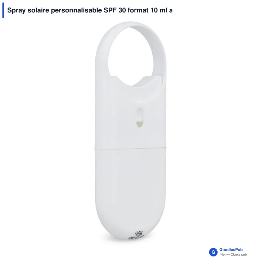 Spray solaire personnalisable SPF 30 format 10 ml avec logo - Spray plat - Image 8