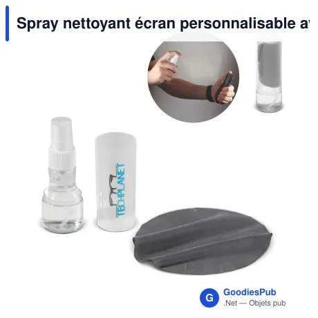 Spray nettoyant écran personnalisable avec logo - 30 ml et chiffon microfibre