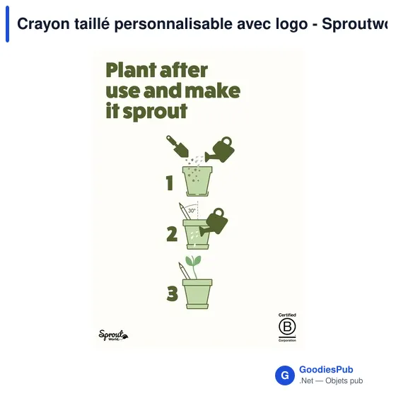 Crayon taillé personnalisable avec logo - Sproutworld Sharpened Pencil - Image 3