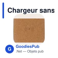 Chargeur sans fil carré personnalisable en liège 5W avec logo - Cork - Miniature 2