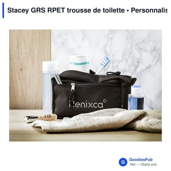 Trousse de toilette personnalisable Stacey GRS RPET avec logo - Image 3
